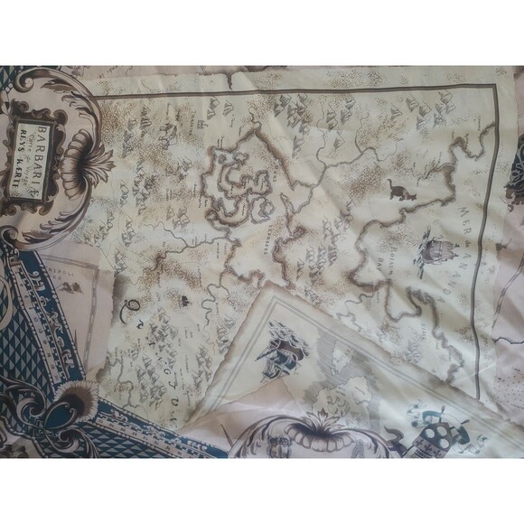 ELLEN TRACY Designer Discover Map Silk Scarf 34“ Square - Picture 13 of 15